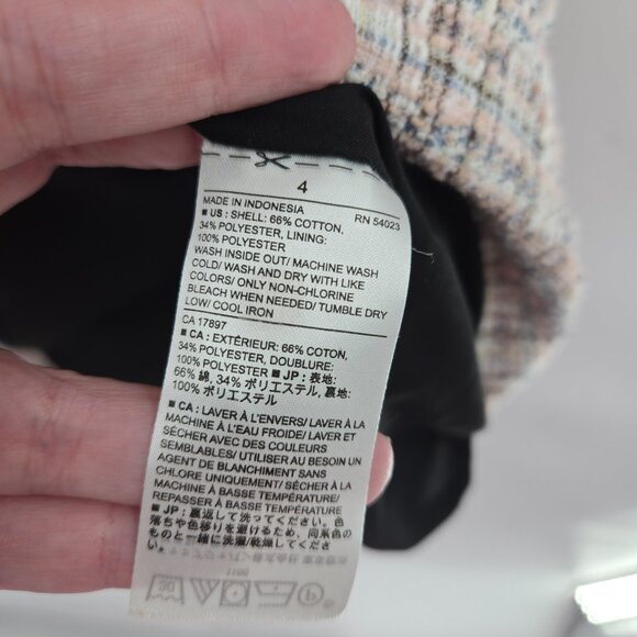 Banana Republic Pink White Blue Textured Tweed Midi Lined Skirt Size 4 - Picture 6 of 9